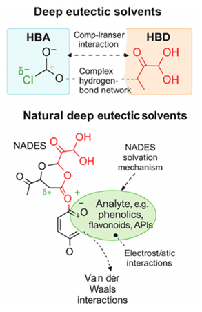 Figure 1: Deep eutectic and natural deep eutectic solvents mechanisms.